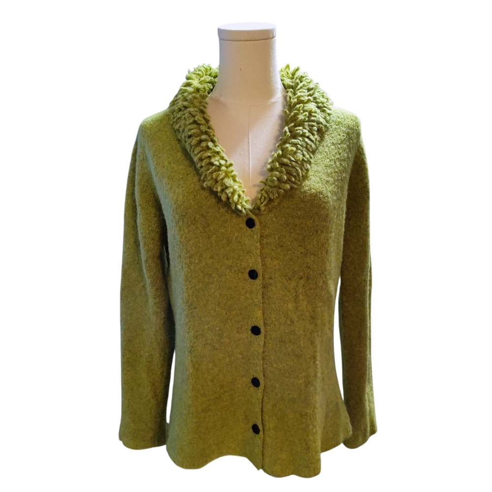 Vintage Windridge Cheryl Nash Green Button Front Sweater Womens Size Small